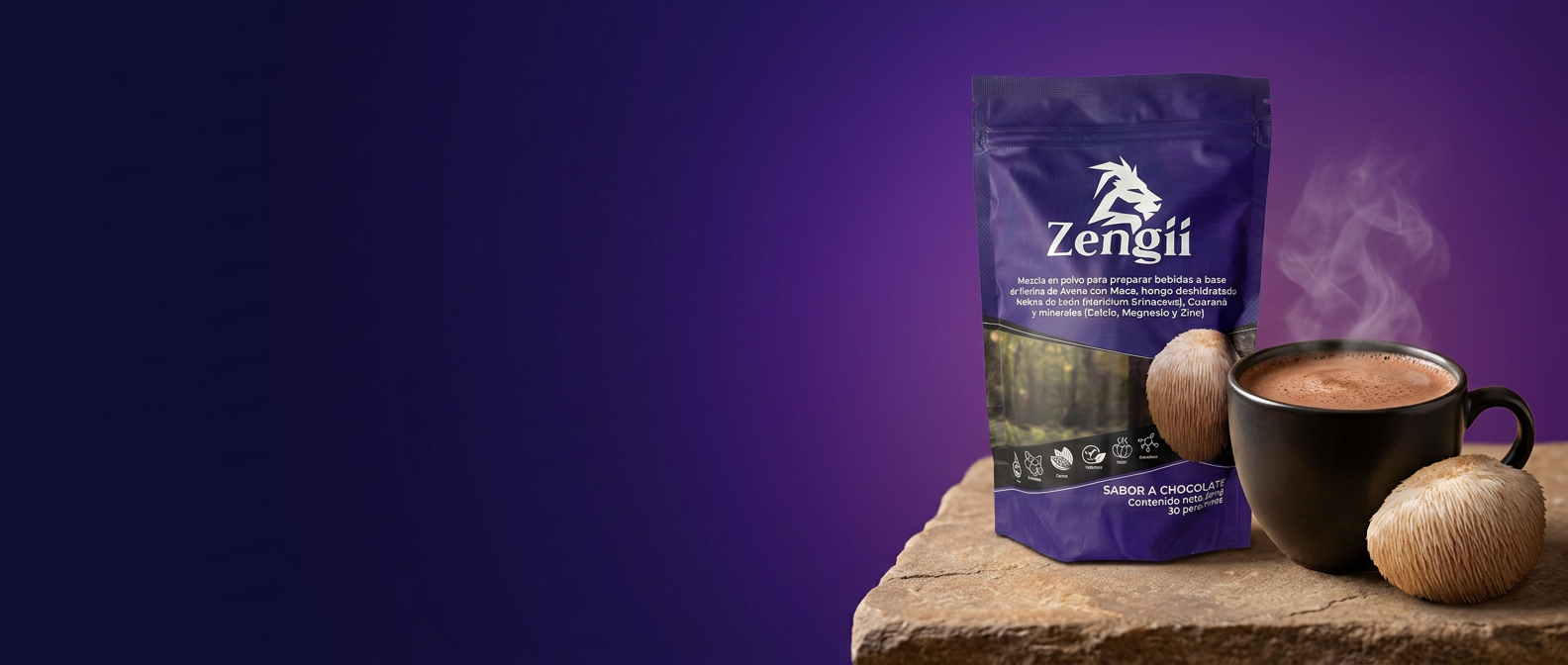 Zengii Fungii Chocolate con taza de chocolate caliente